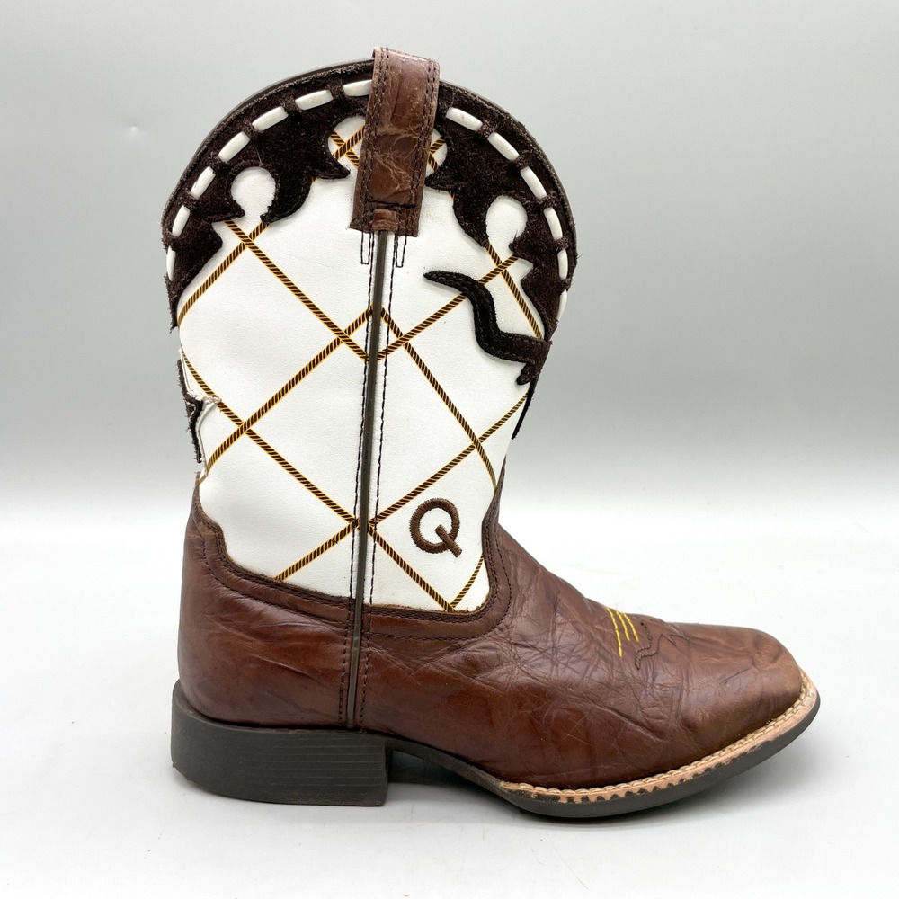 Ariat Kids Size 2 Dakota Dogger Western Cowboy Boots Brown White Square Toe